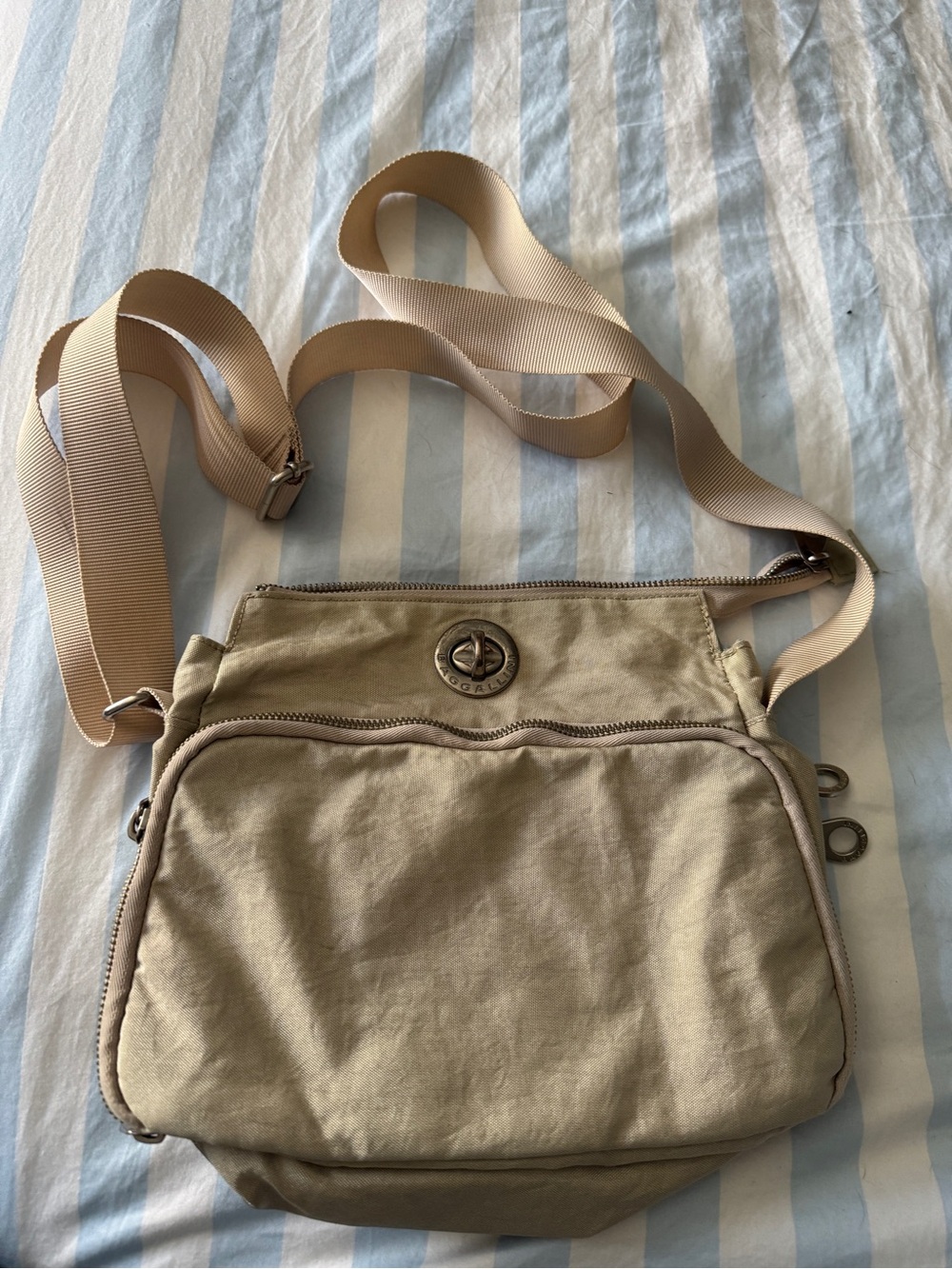 Canvas Crossbody Bag in Beige by Baggallini